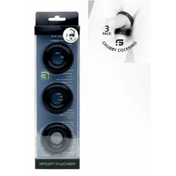 Sport Fucker Lot de 3 cockrings Chubby Noirs